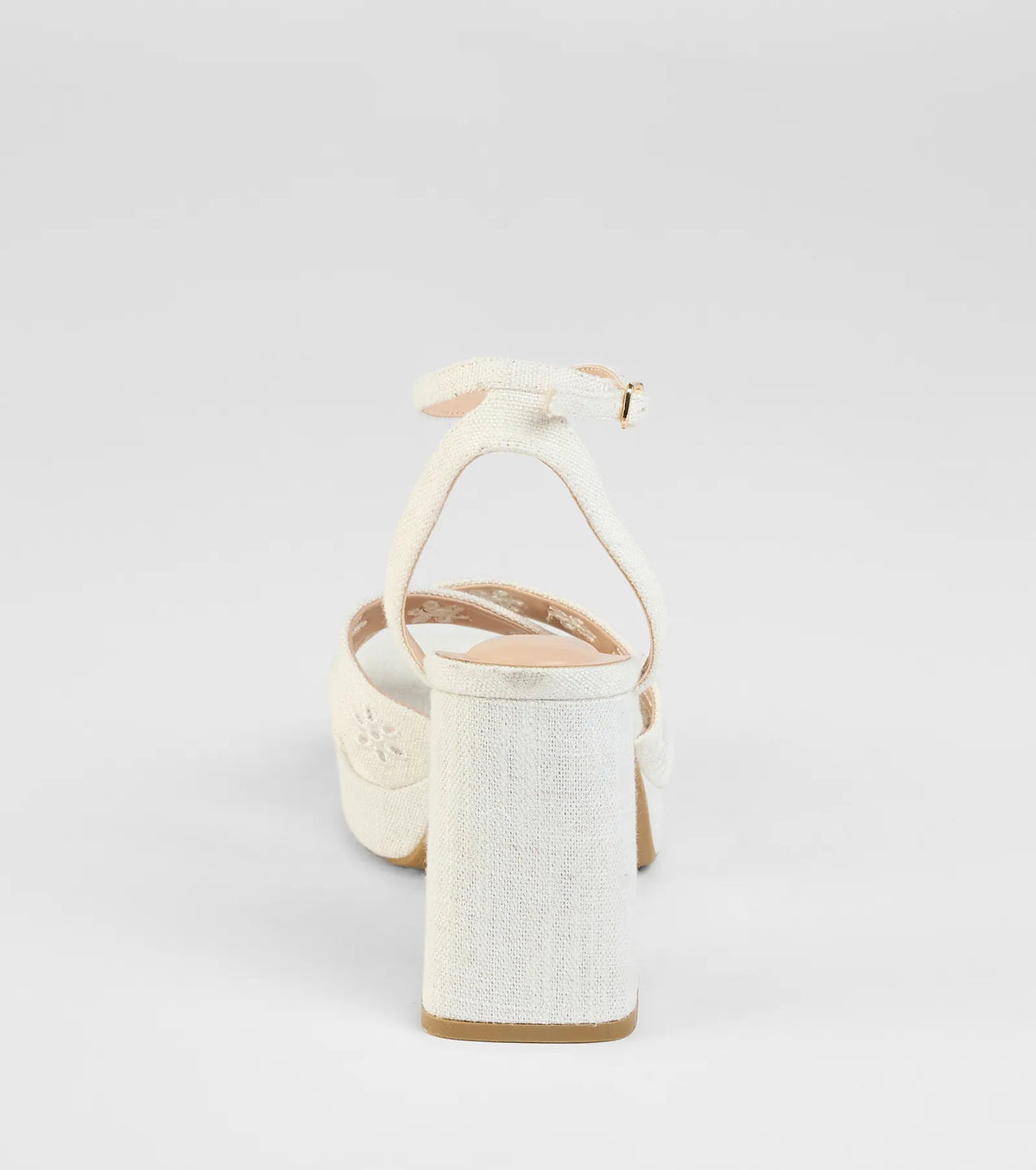 Resort Ready Eyelet Linen Platform Block Heels