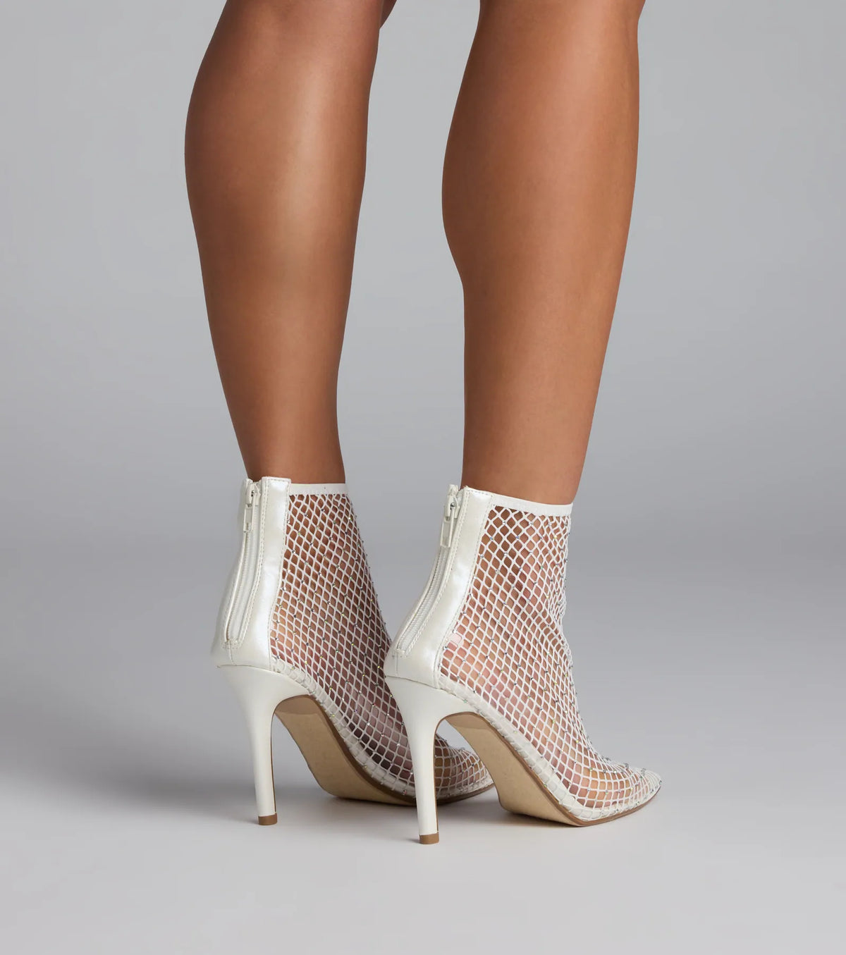 Up To No Good Rhinestone Fishnet Booties