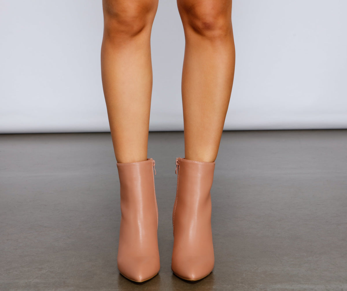 Too Chic Faux Leather Pointy Toe Booties
