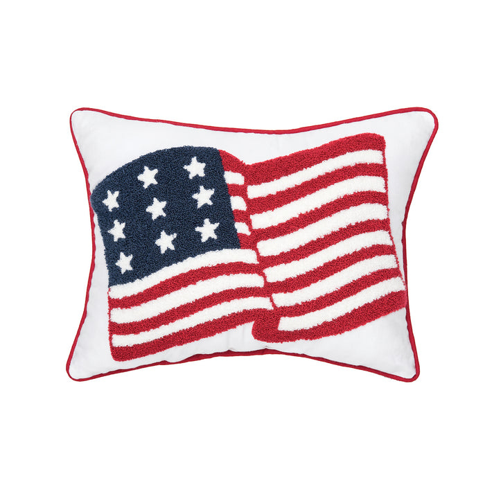 A 12in. x 16in. American Flag Pillow.