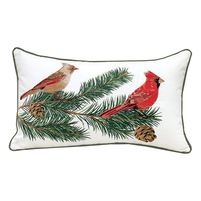A 12in. x 20in. Cardinals & Pines Indoor Outdoor Pillow.
