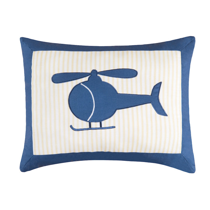 A 14in. x 18in. Helicopter Pillow.