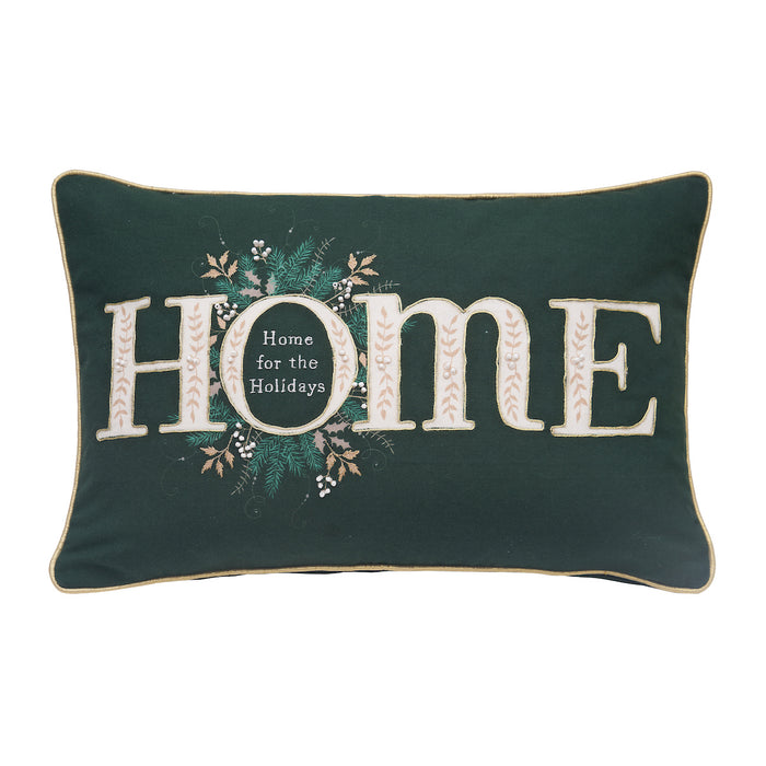 A 14in. x 22in. Emerald Home Pillow.