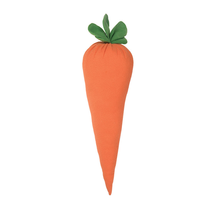 A 18in. x 9in. Carrot Shaped Pillow.