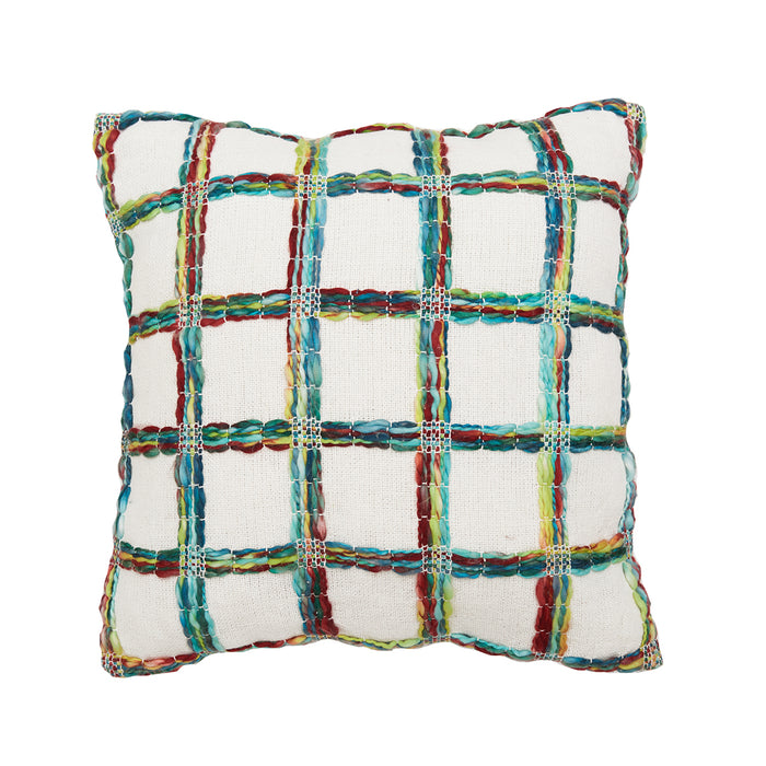 A 22in. x 22in. mimi winter pillow.