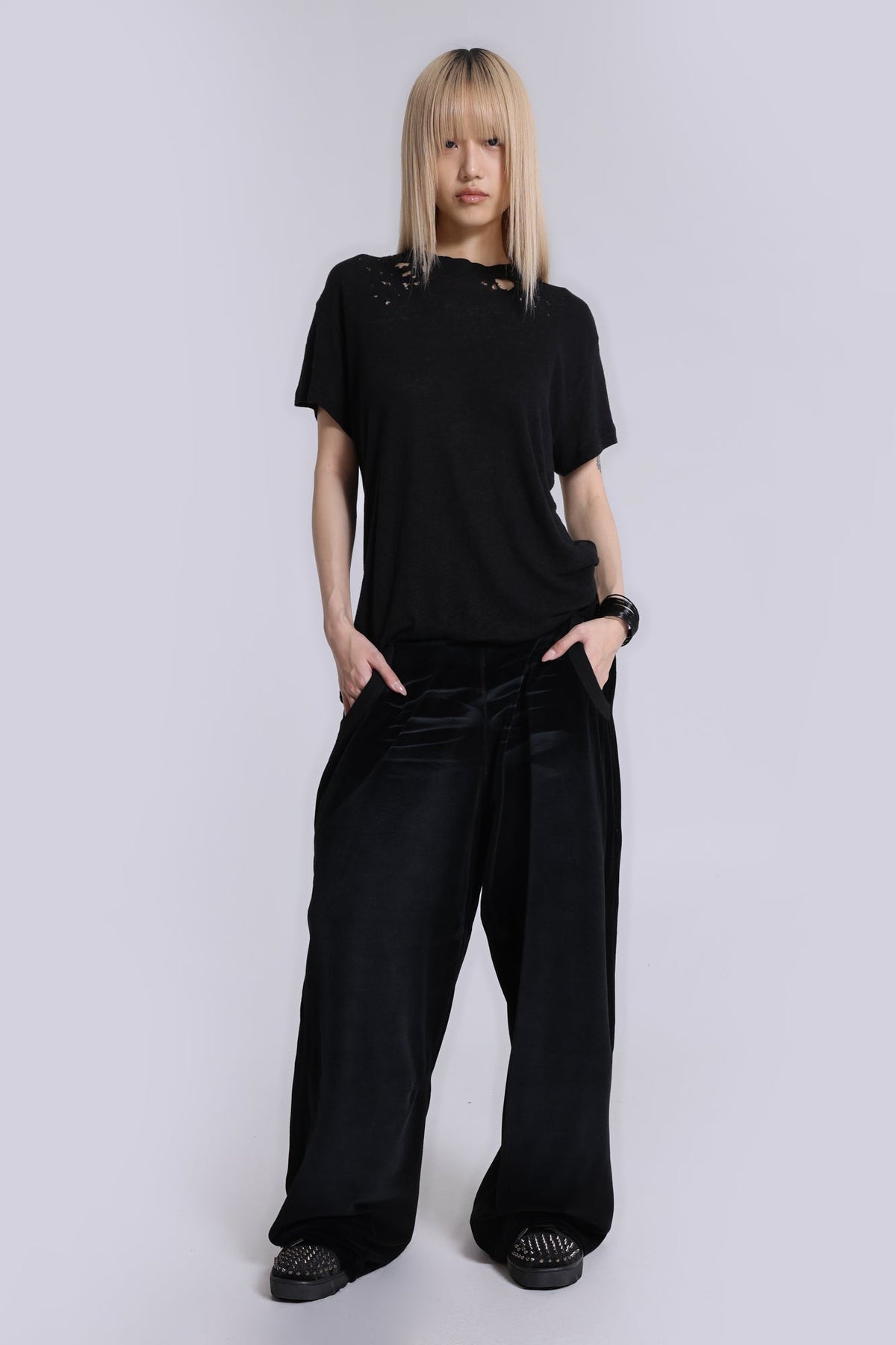 Denim Wash Velour Monster Joggers