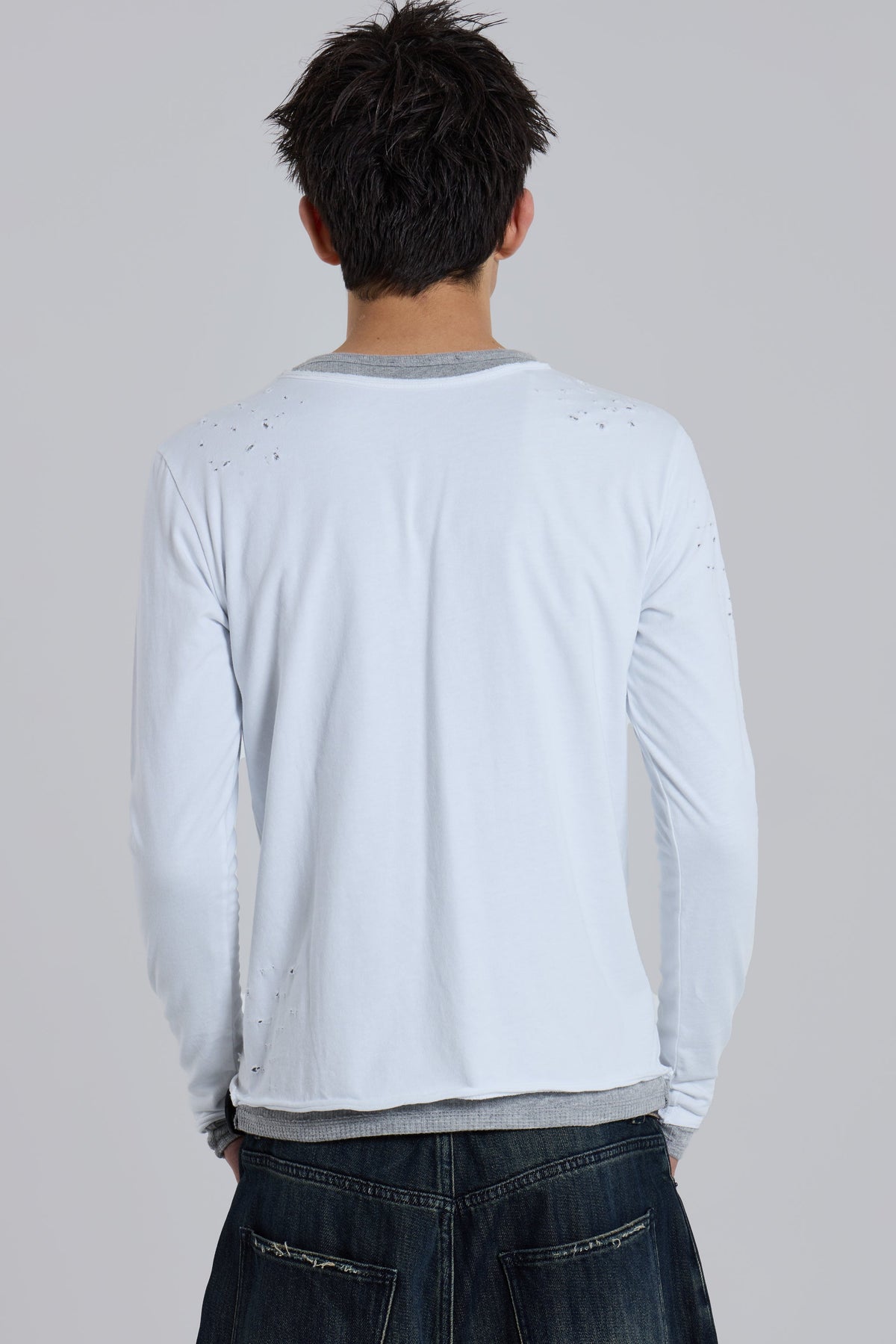 Distressed Double-Layered Waffle Top