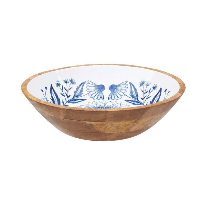 A Blue Harvest Sunflower Mango Wood Bowl.