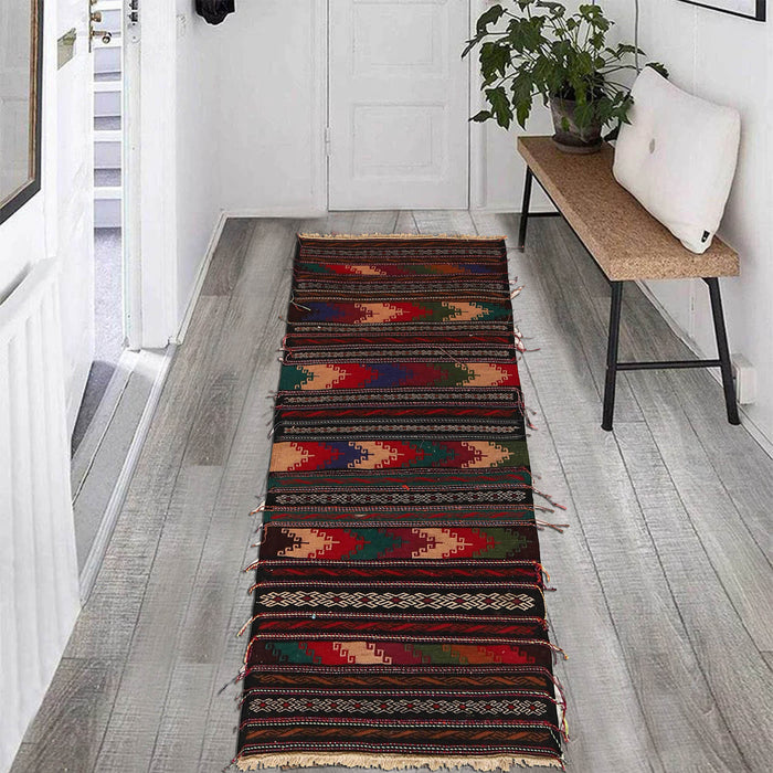 Table Sheet Area Rug Runner Handmade Multi Curvilinear 5'