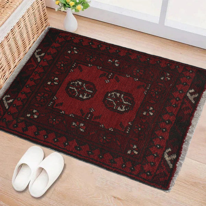 Handmade Wool Doormat Red Floral