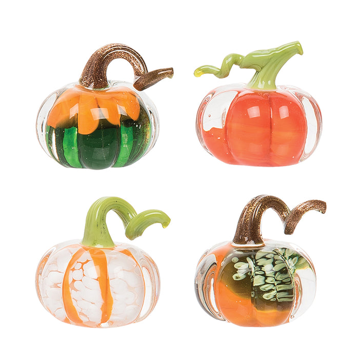 A Mini Artglass Pumpkin, Set of 4.