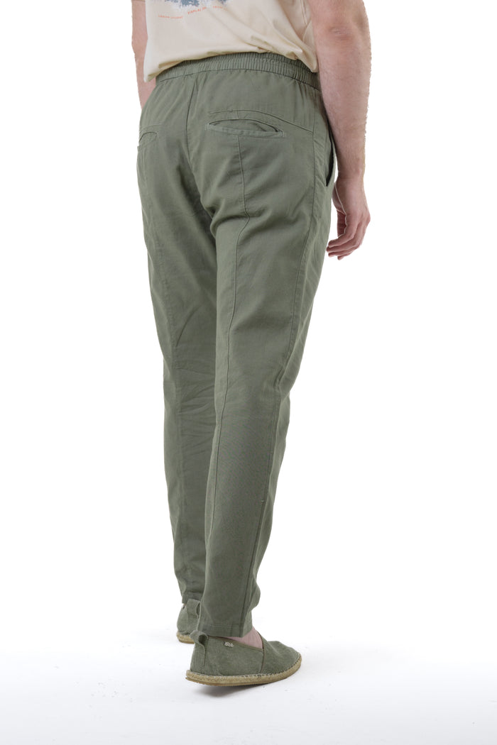 Pantaloni in lino tapered Roby verde SS25