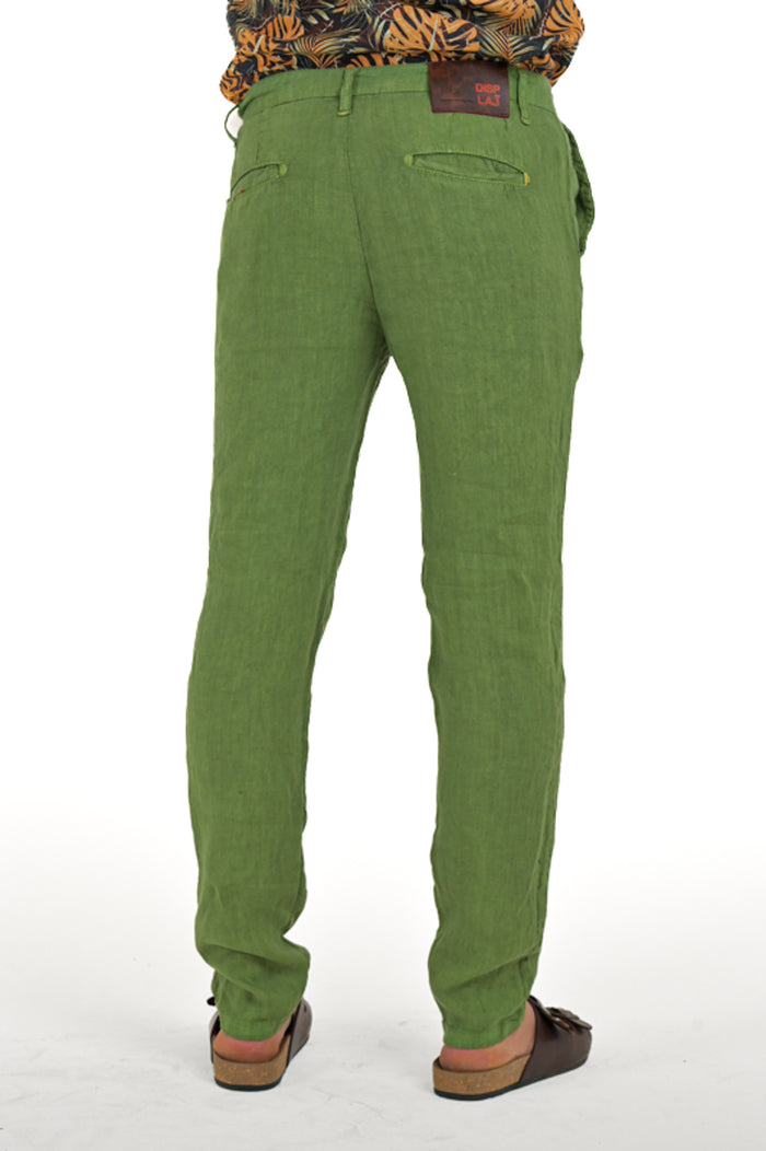 Pantaloni slim Sonic Lino Verde Pera SS26