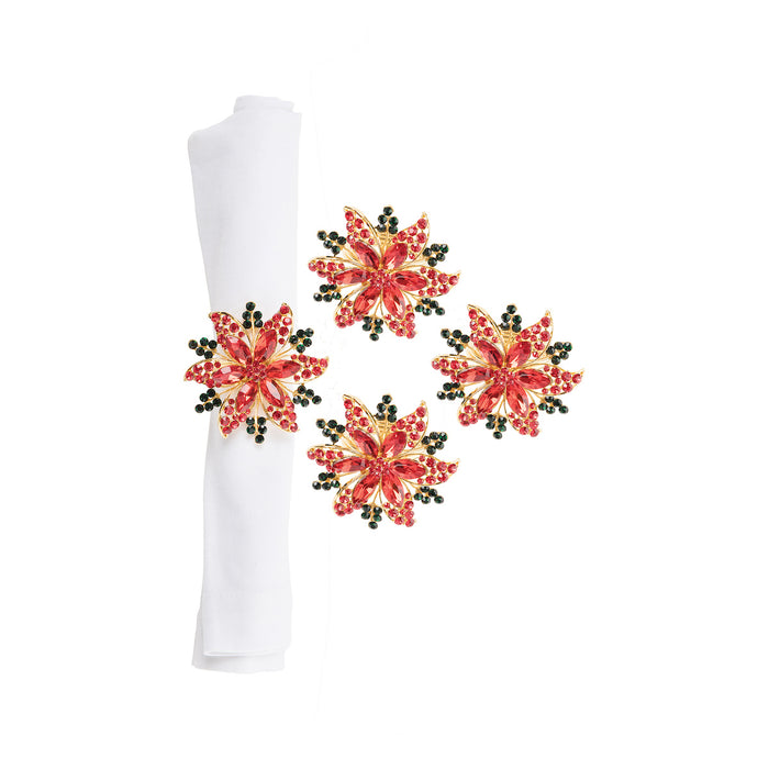 A Poinsettia Napkin Ring, Set of 4.