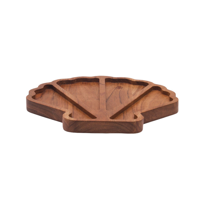 A Scallop Acacia Wood Sectional Server.