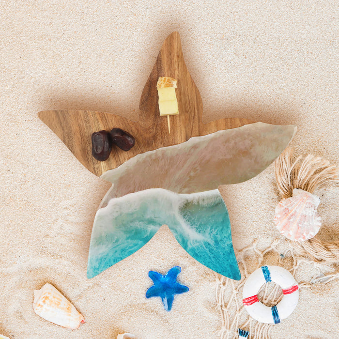 A Sea Star Wave Mango Wood Server.