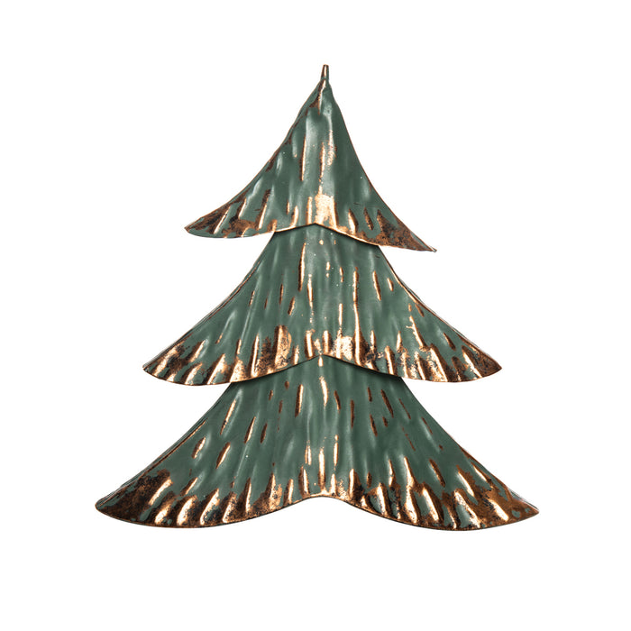 A Small Green & Metal Tree Figurine.