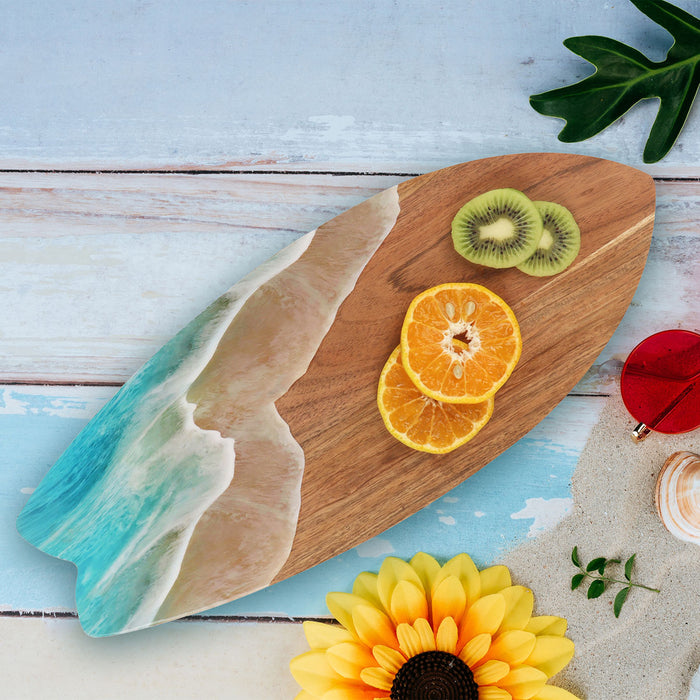 A Surfboard Wave Mango Wood Server.