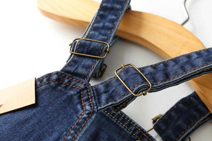 Kidscool Space Baby & Toddler Adjustable Blue Washed Slim Jeans Overalls - Kidscool Space