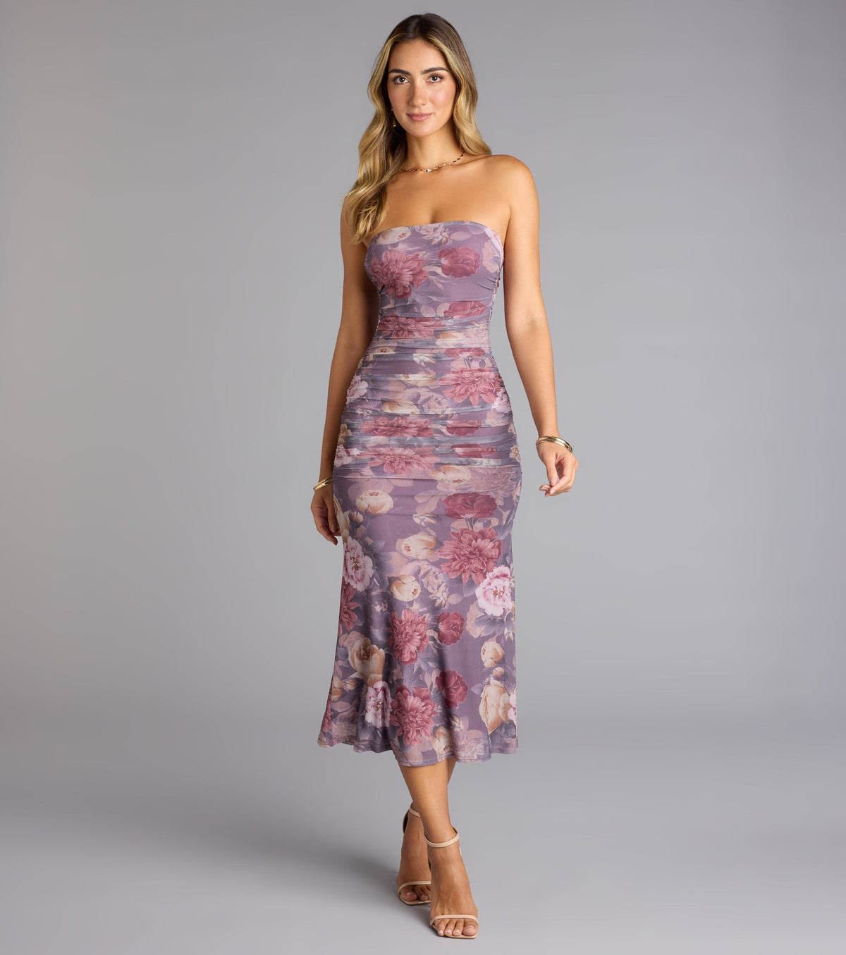 Bloom With Grace Floral Mesh Midi Dress
