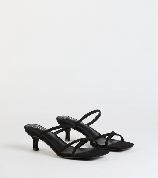 Chic Strappy Kitten Stiletto Heels