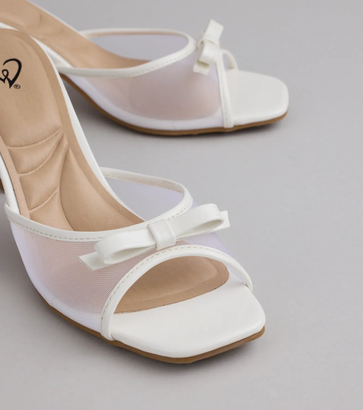 Adorable Bow Mesh Strap Stiletto Mules