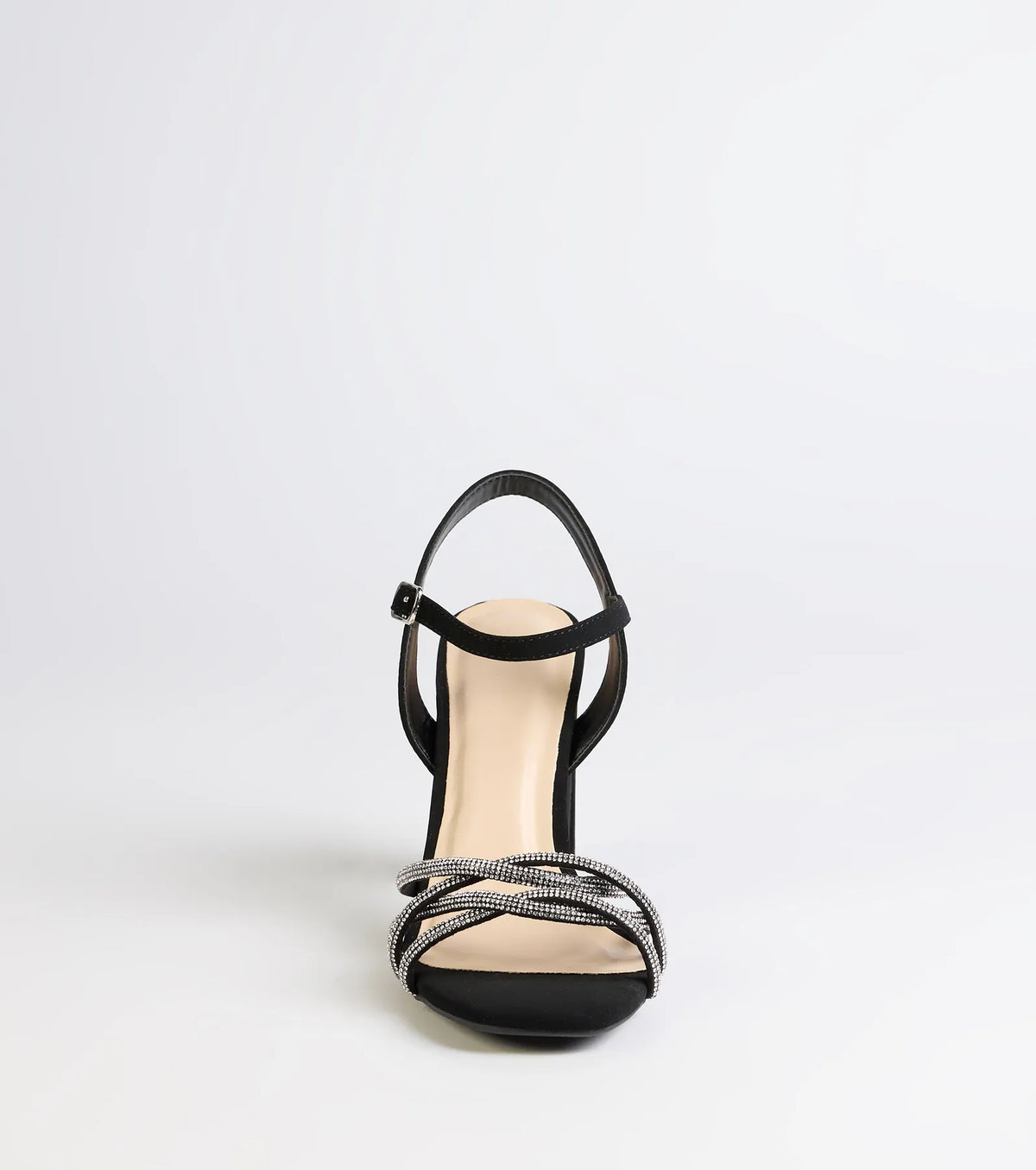 Classic Sparkle Rhinestone Strappy Block Heels