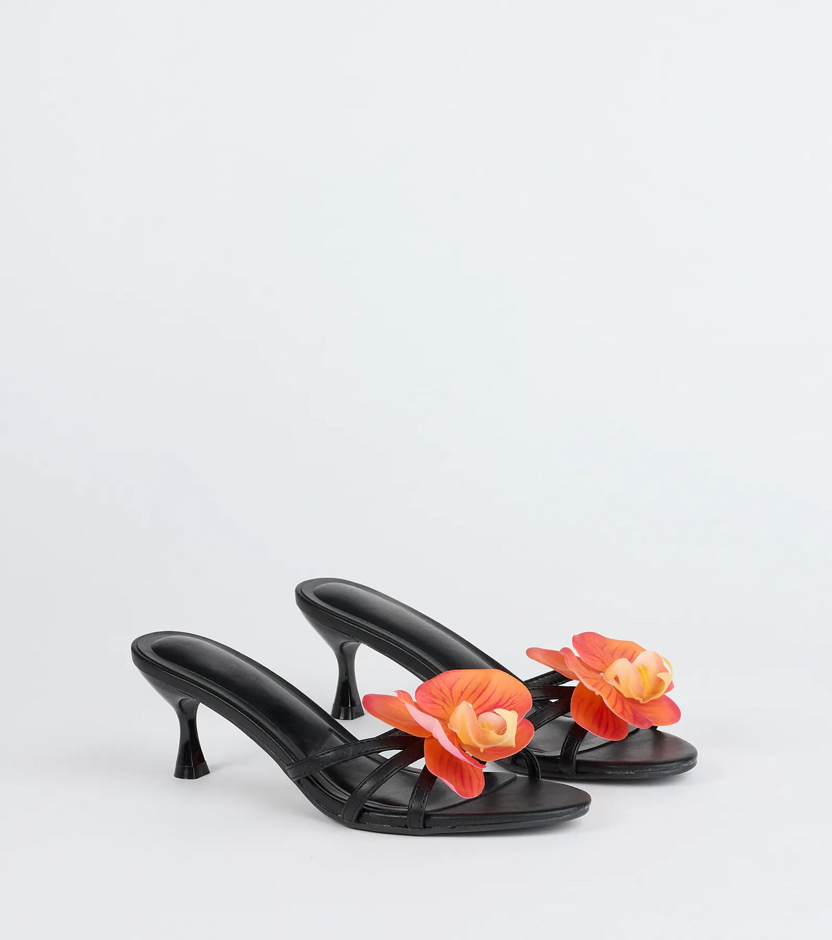 Vacay Ready Flower Strap Stiletto Mules