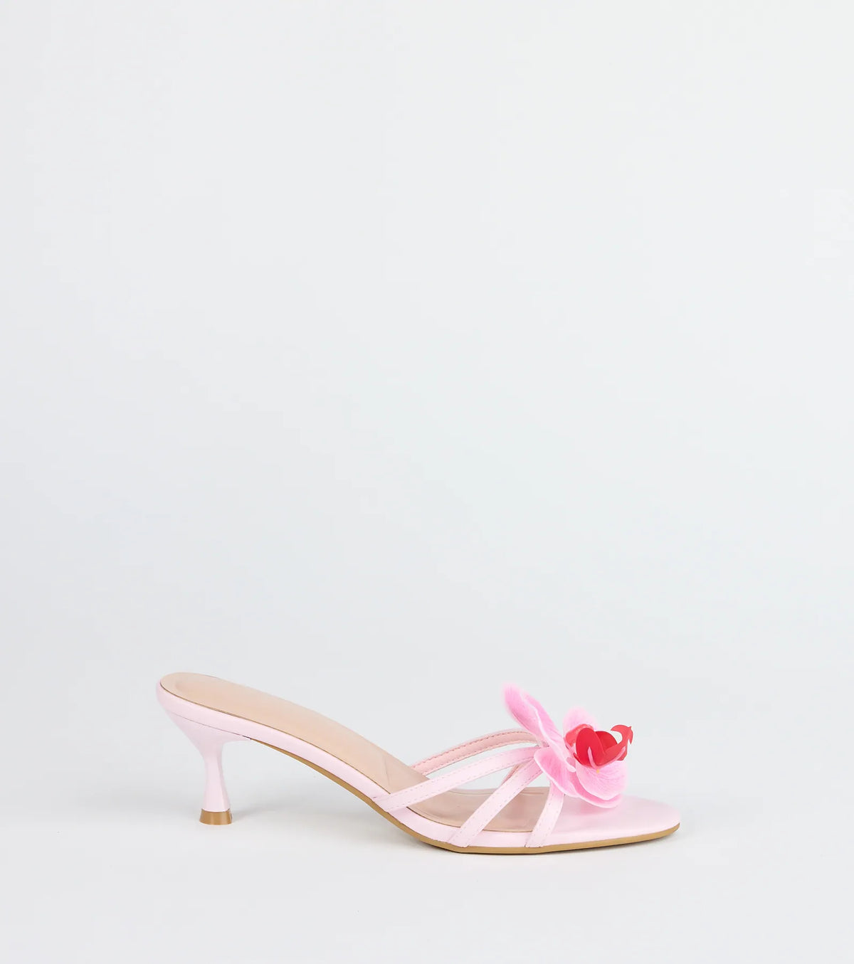 Vacay Ready Flower Strap Stiletto Mules