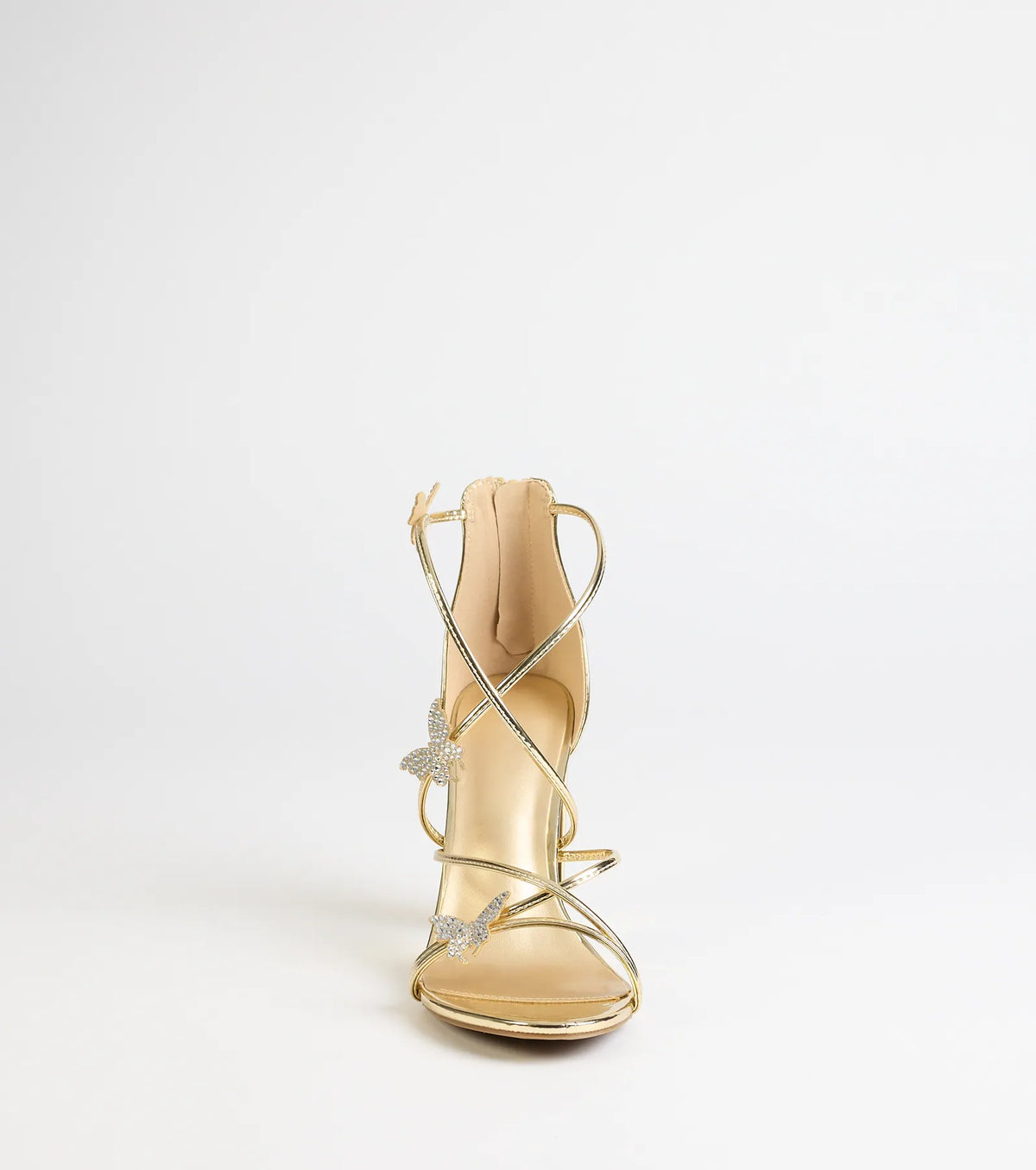 Whimsically Chic Butterfly Rhinestone Block Heels