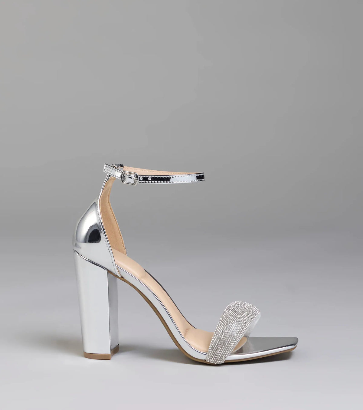 Bling On The Sparkle Rhinestone Metallic Block Heels