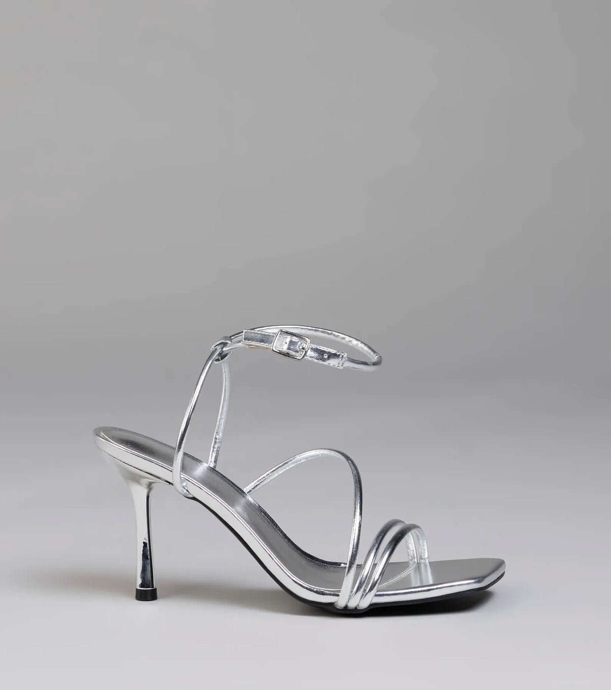 Edgy Elegance Metallic Strappy Stiletto Heels