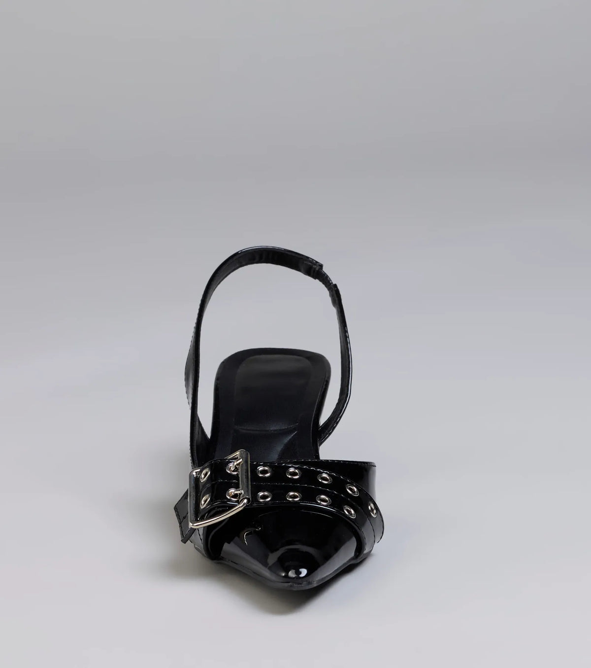 Sleek Trendy Buckle Strap Slingback Kitten Heels