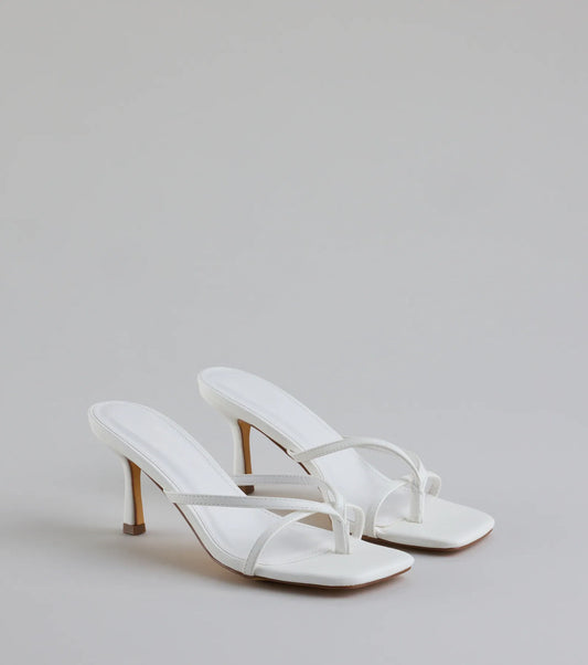Out And About Strappy Thong Stiletto Mules