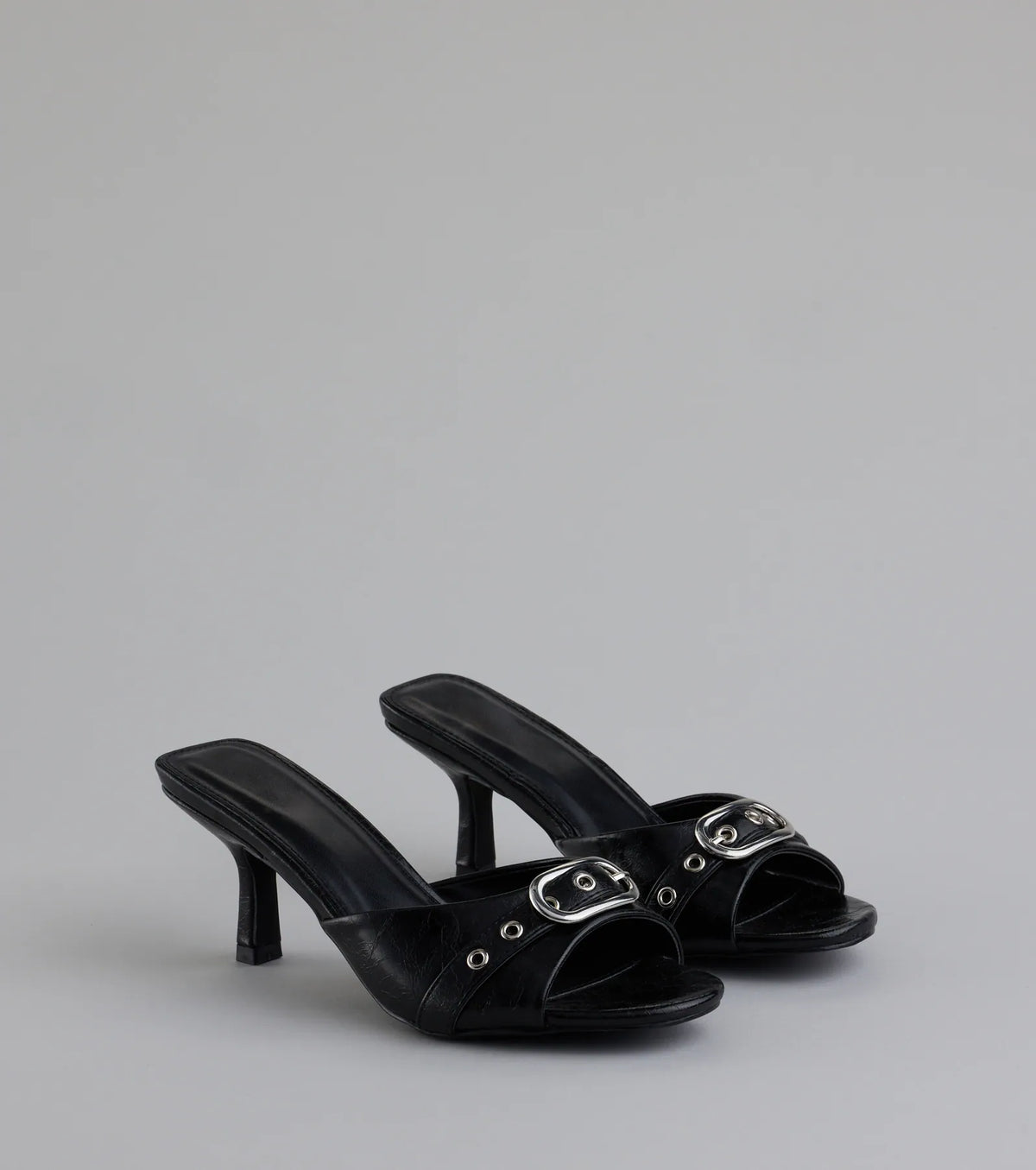 Brunch To Cocktails Buckle Stiletto Mules