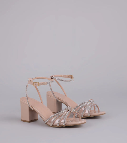 Sparkle Agenda Rhinestone Strappy Block Heels