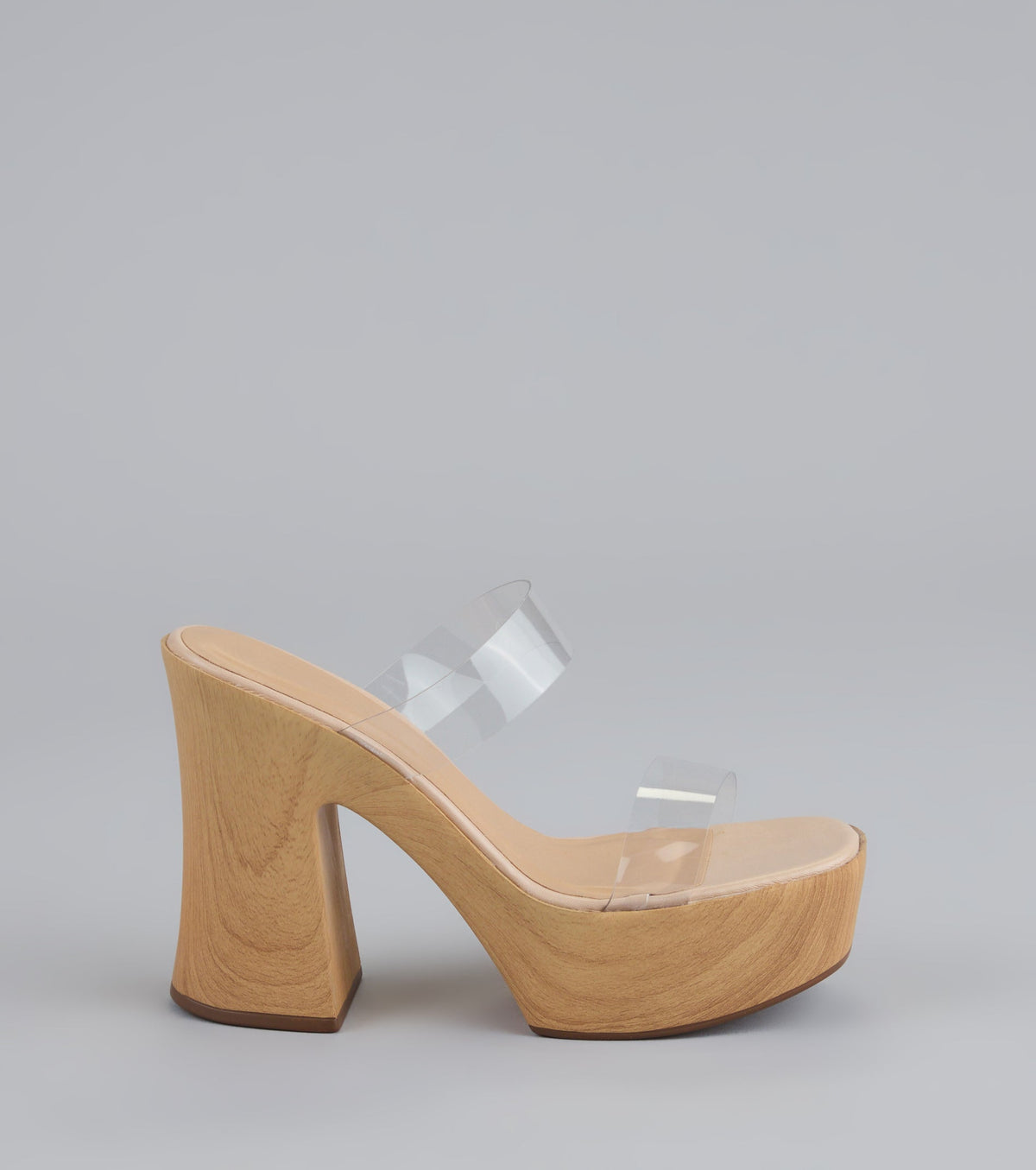 Walk Tall Clear Strap Platform Block Heels