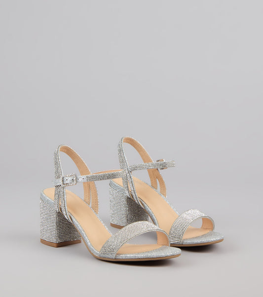 Step Into Sparkle Rhinestone Block Heels