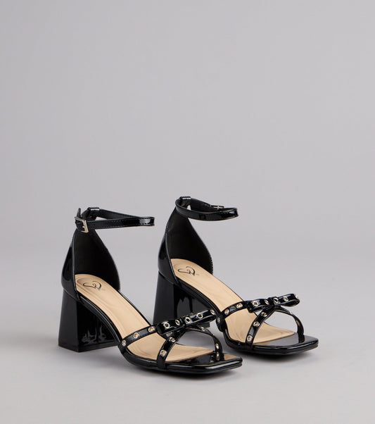 City Lights Bow Grommet Block Heels