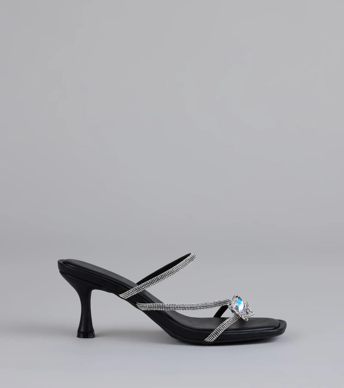 Winged Whispers Butterfly Rhinestone Mules