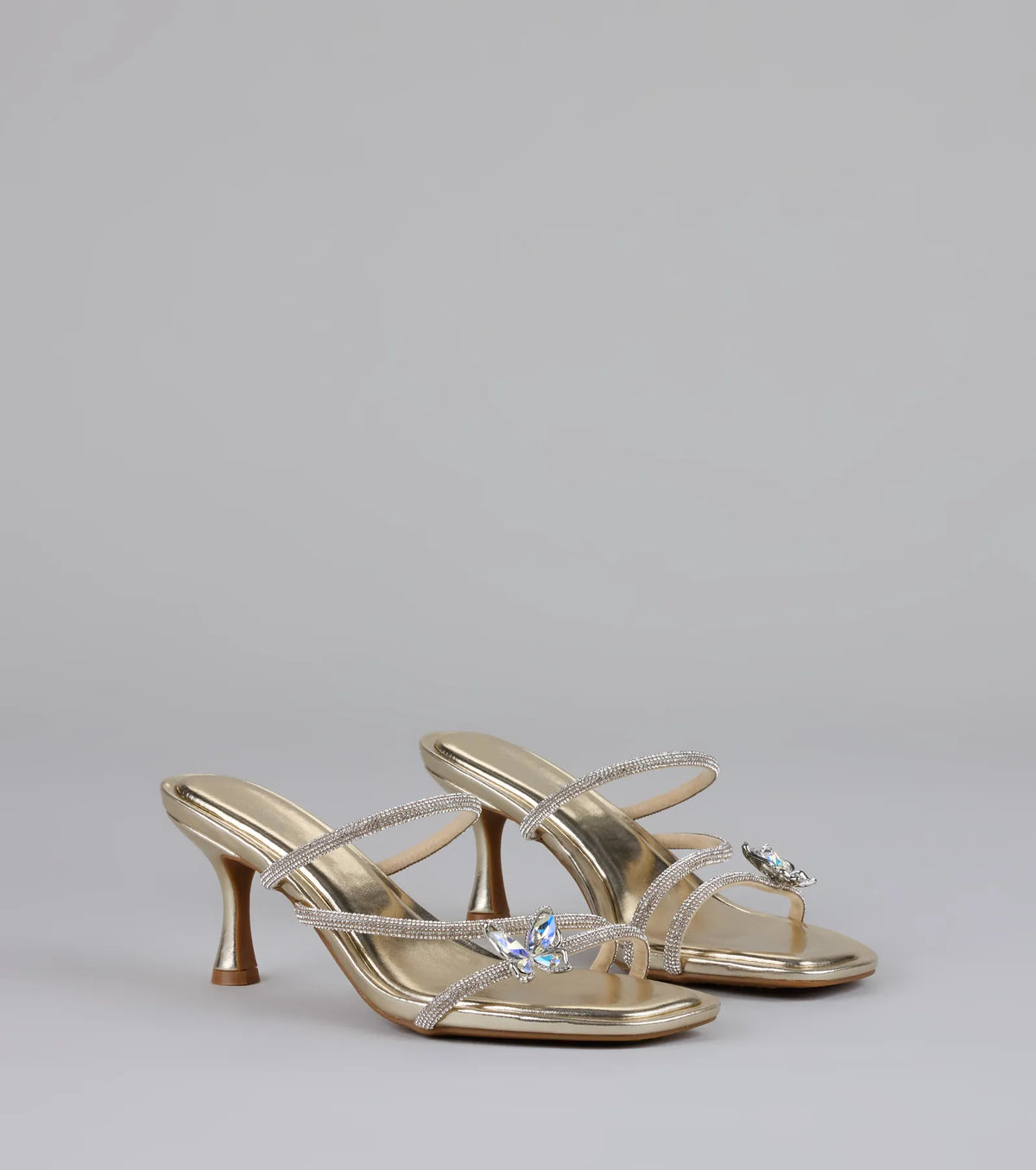 Butterfly Kisses Rhinestone Metallic Heels