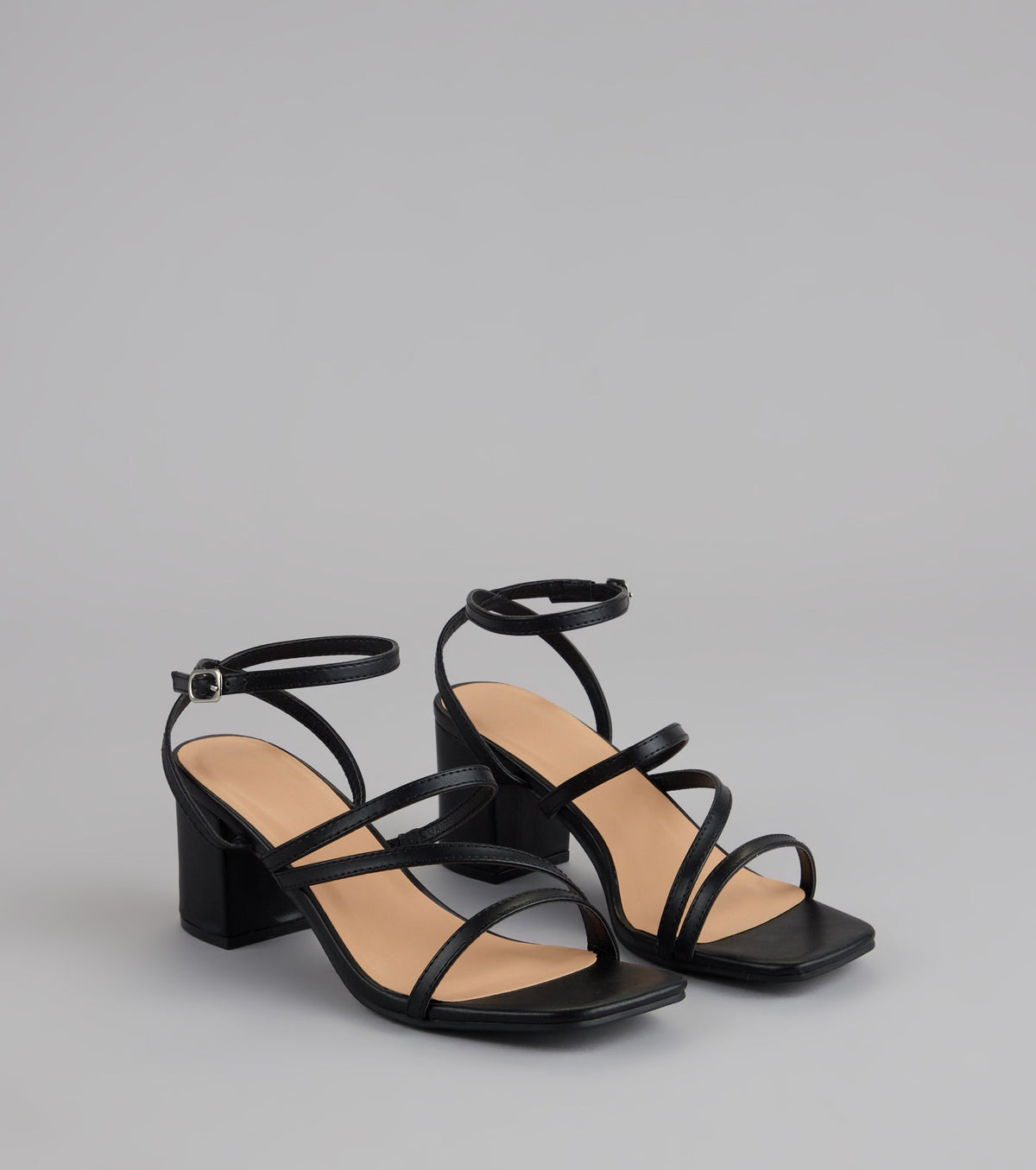 Sleek Steps Strappy Wide Fit Block Heels