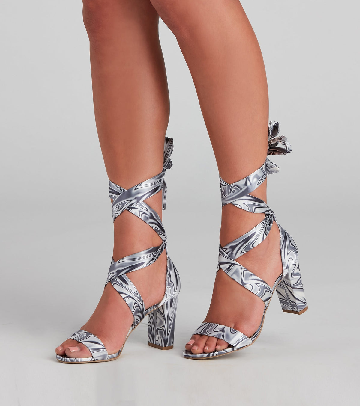 Vibe Out Y2K Lace-Up Block Heels