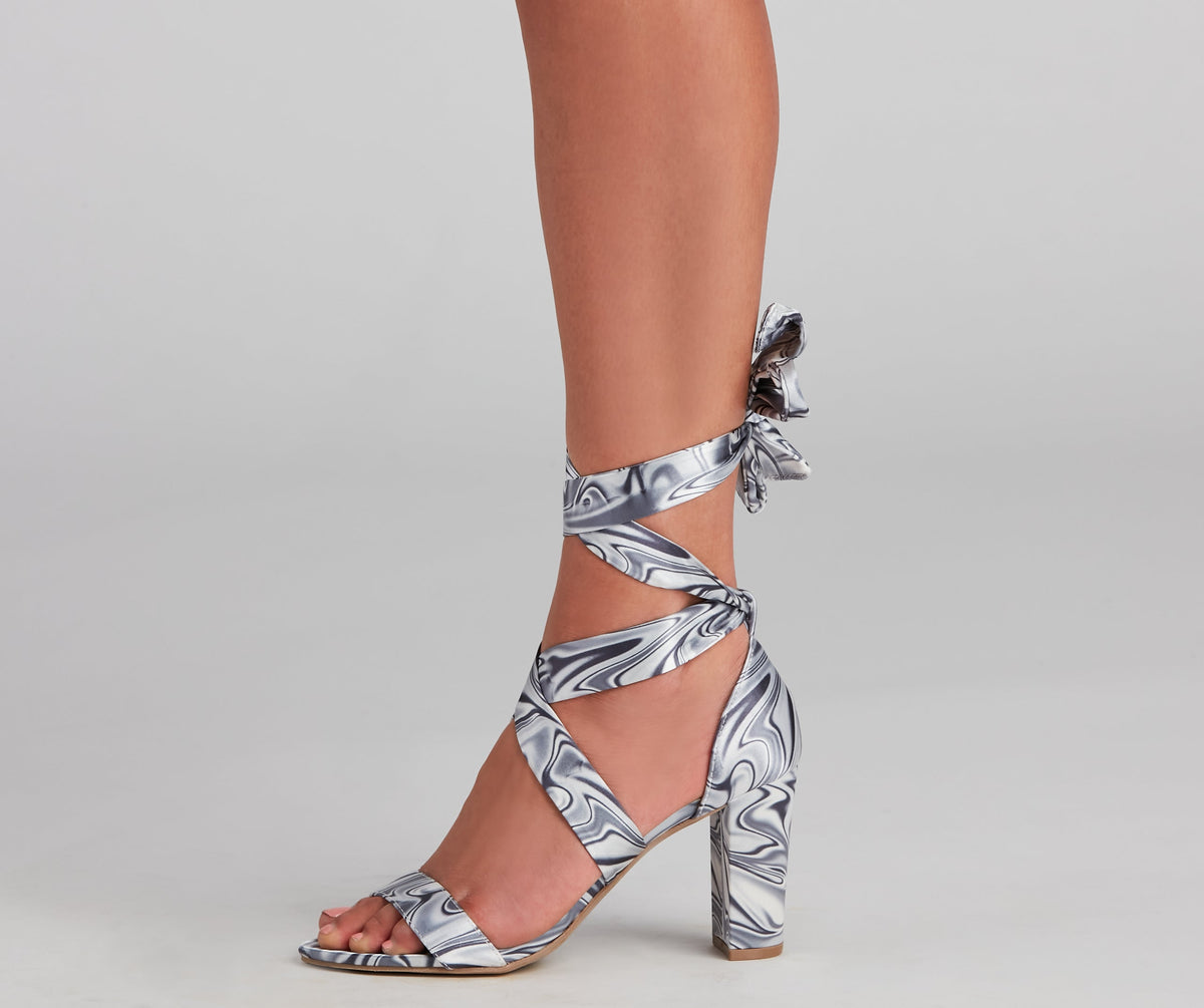 Vibe Out Y2K Lace-Up Block Heels