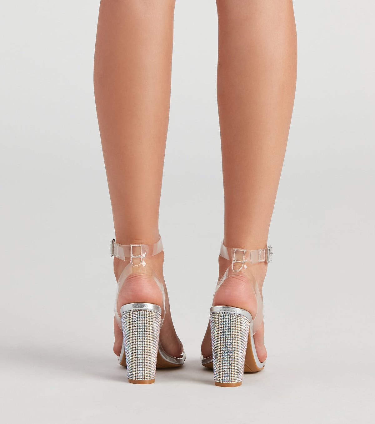 Party Glow PVC Strap Block Heels