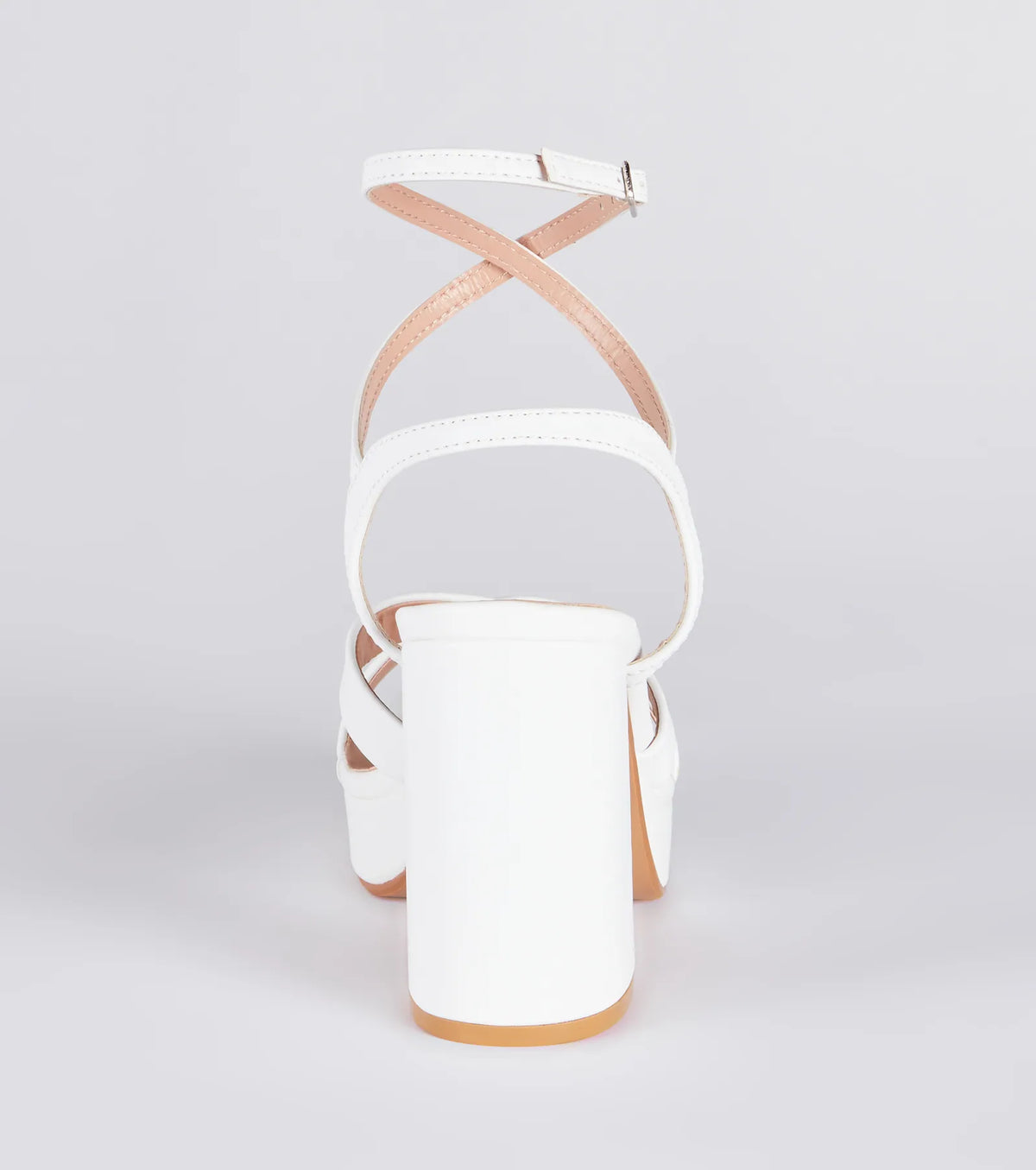 Criss Cross And Tell Platform Block Heels