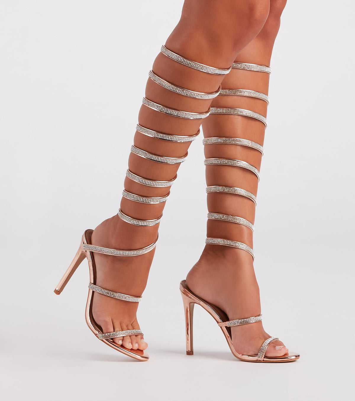 Higher Glam Rhinestone Spiral Stiletto Heels