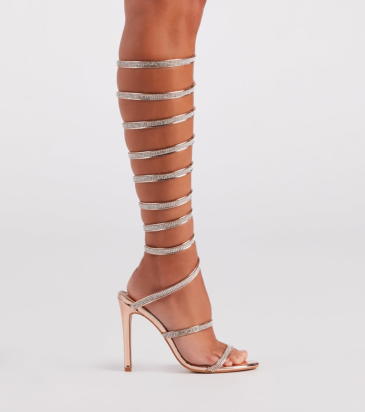 Higher Glam Rhinestone Spiral Stiletto Heels