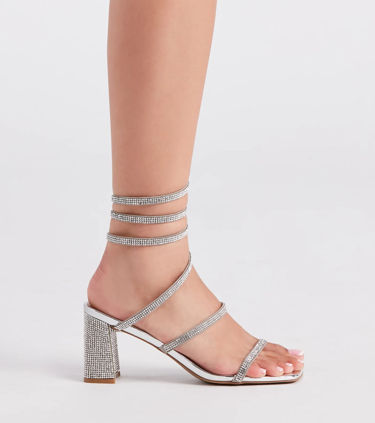 Spring Into Rhinestone Block Heels