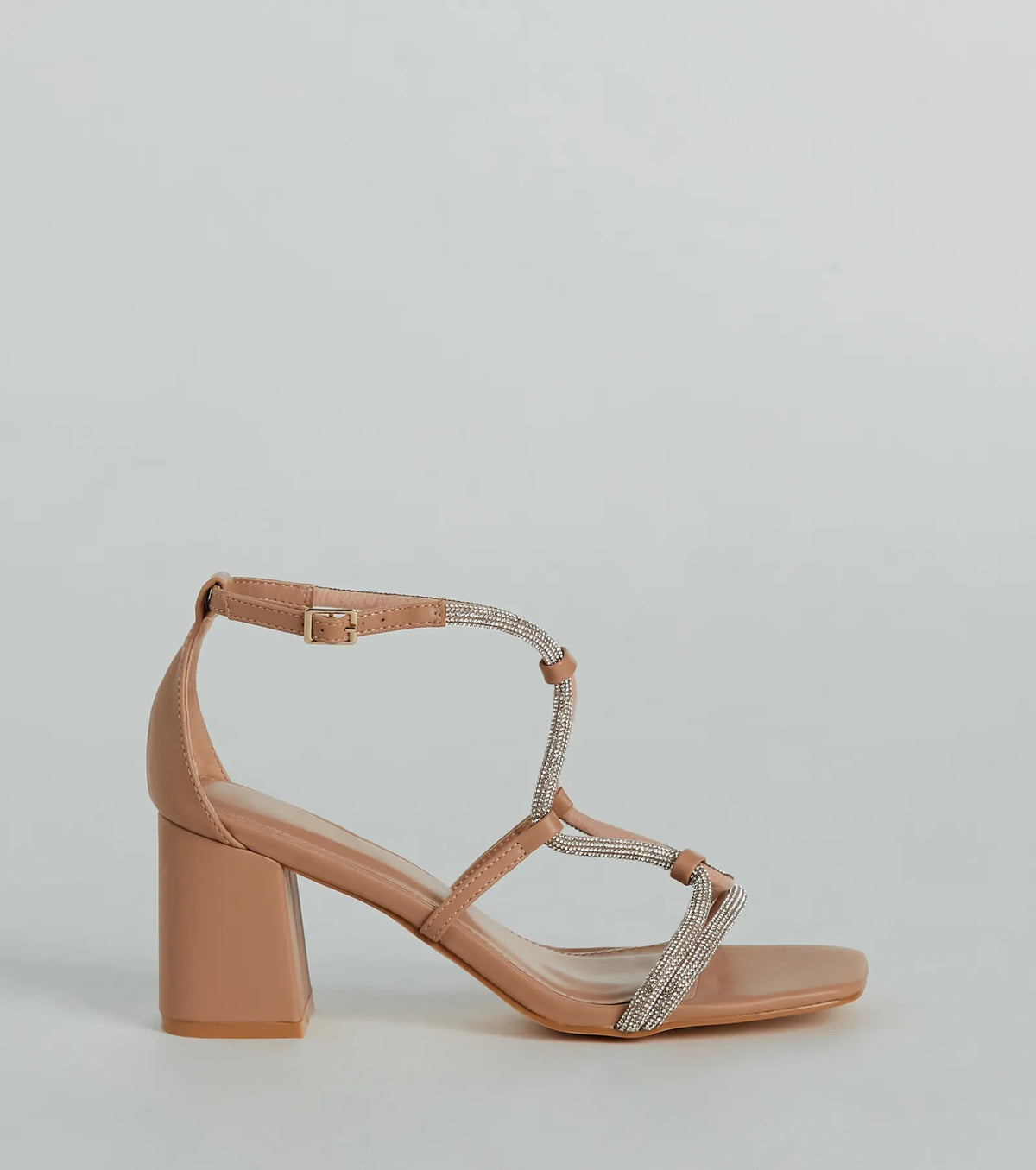 Dazzling Diva Rhinestone Strappy Block Heels